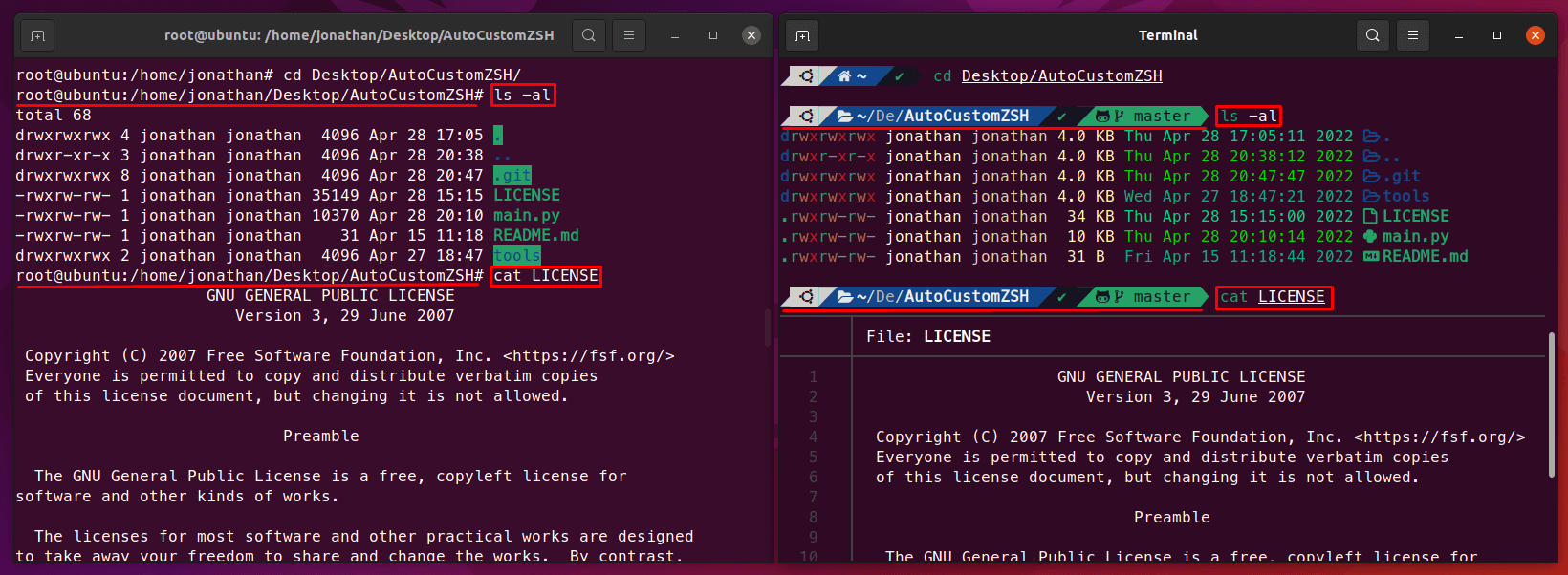 Vista normal de una terminal VS AutoCustomZSH | Ubuntu [Imagen propia]